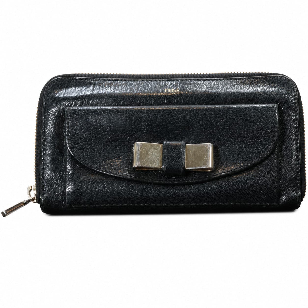 Chloé Lily Black Leather Bow Continental Zip Around Wallet handbags auction on bidia.ai
