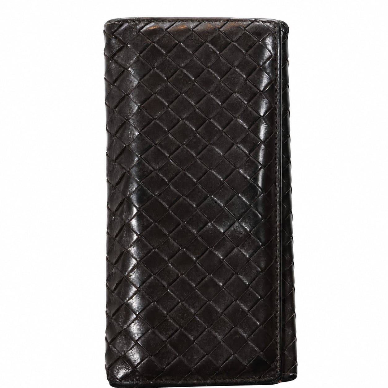 Bottega Veneta Intrecciato Woven Leather Long Continental Wallet Brown handbags auction on bidia.ai